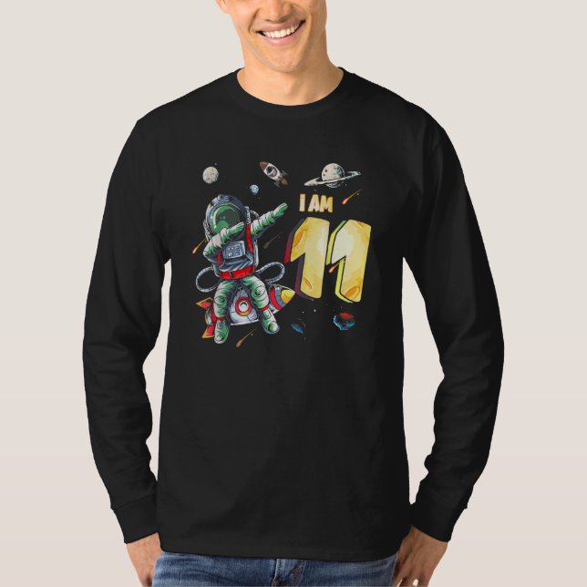 11 år Gammal födelsedagspojkens astronaut Rymden 1 T Shirt (Framsida)