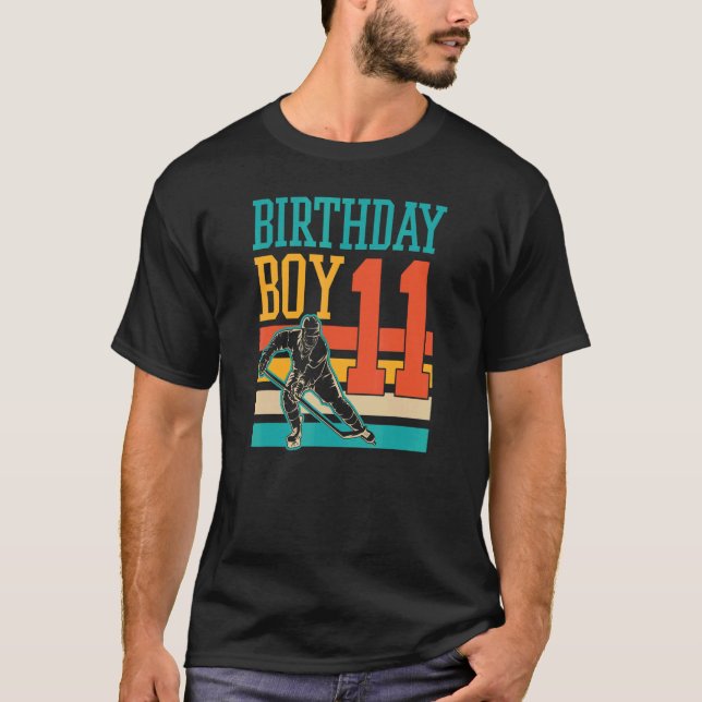 11 år gammal ishockey, trettonde Födelsedagsfesten T Shirt (Framsida)