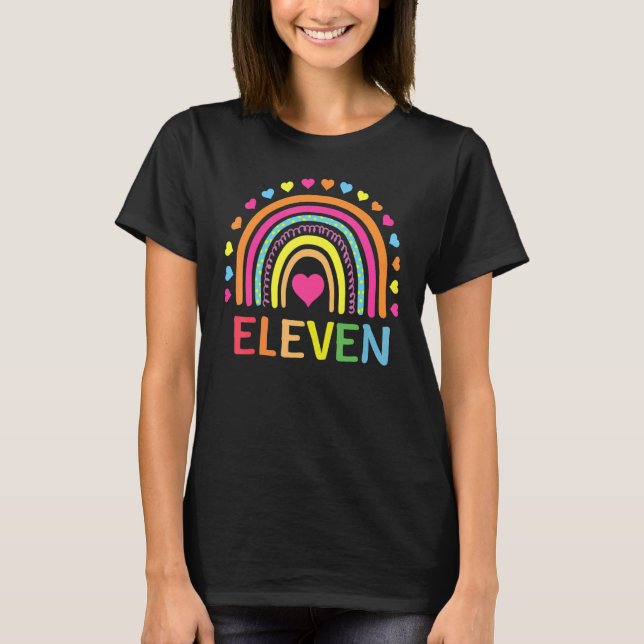 11 år gammal regnbåge 11:e födelsedagen för flickp t shirt (Framsida)
