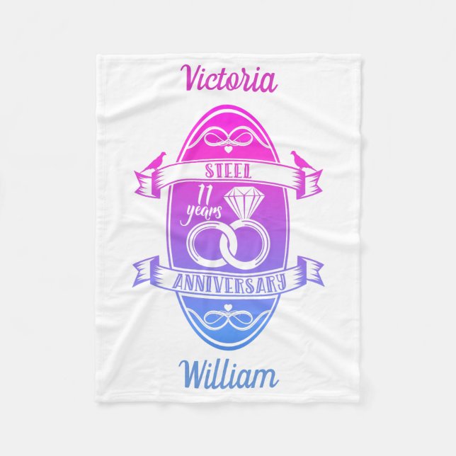 11 Årets traditionella stålårsdag 11:e bröllop Fleecefilt (Framsidan)