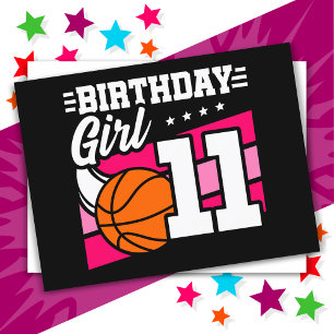 11-årig basketfest för 11-årsdag tjej vykort