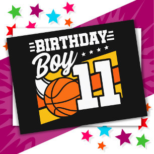 11-årig basketfest för pojke på 11-årsdag vykort