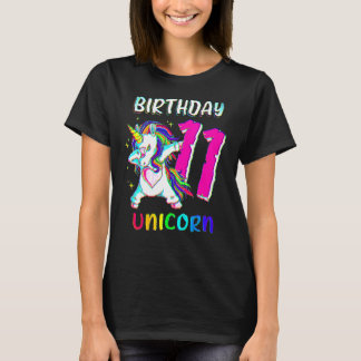 11-årig flicka som doftar Unicorn 11:e födelsedage T Shirt
