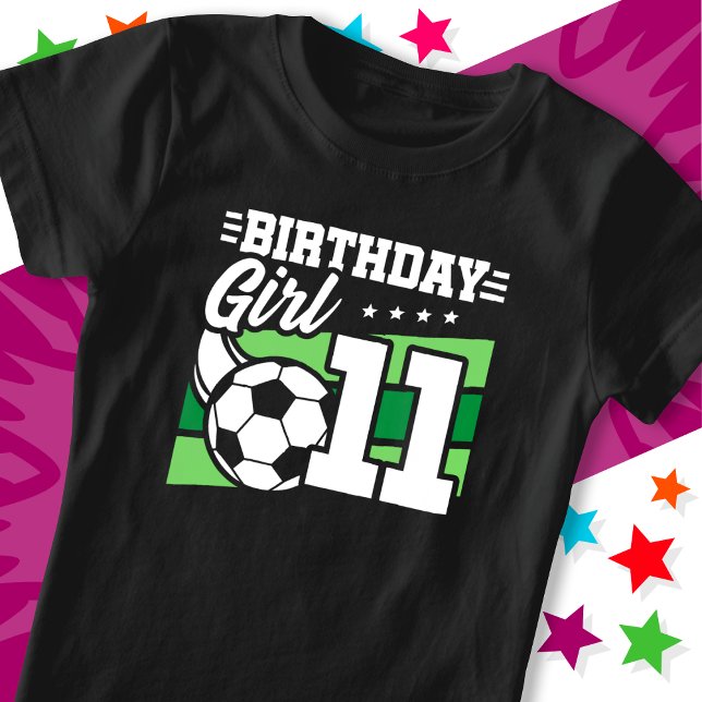 11-årig fotbollsmatch 11:e födelsedagsflicka t shirt (Skapare uppladdad)