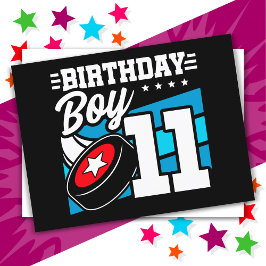11-årig hockeyfest tema 11-årsdag pojke vykort