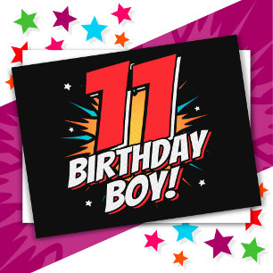 11-årig superhjälte födelsedags pojke 11-årsdag vykort