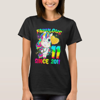 11-åriga 11:e födelsedagen Unicorn Girl Fabulous S T Shirt