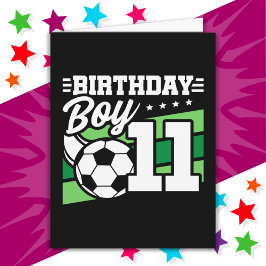11-åriga fotbollsbarn i fotboll 11:e födelsedagspo kort