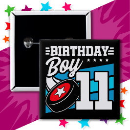 11-åriga Hockey Party-tema 11:e födelsedagspojken Knapp