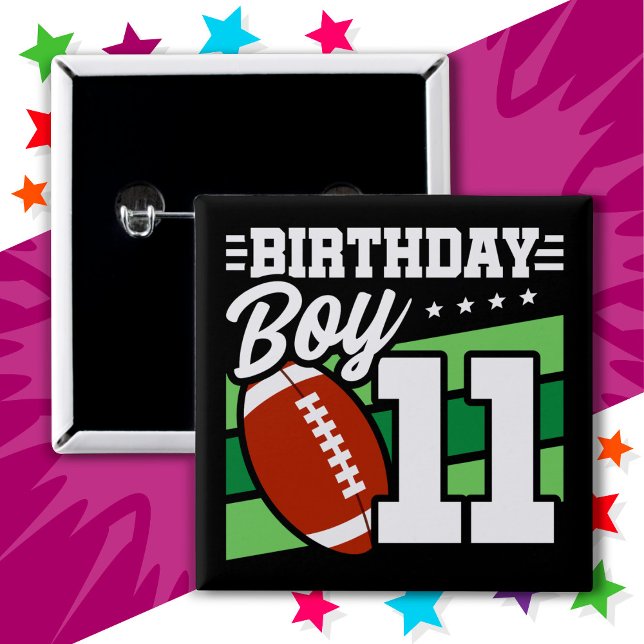 11-åriga Party-temat 11:e födelsedagspojken Knapp (Skapare uppladdad)
