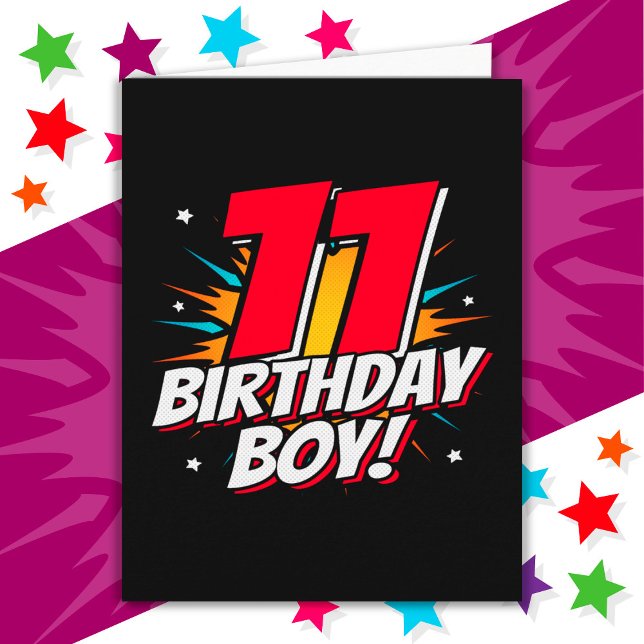 11-åriga superhjälten Birthday Boy 11:e födelsedag Kort (Skapare uppladdad)