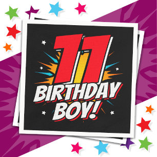 11-åriga superhjälten Birthday Boy 11:e födelsedag Pappersservett