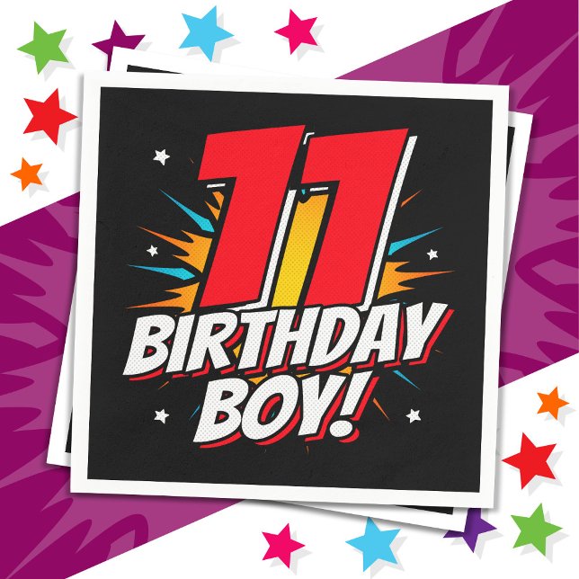 11-åriga superhjälten Birthday Boy 11:e födelsedag Pappersservett (Skapare uppladdad)
