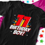 11-åriga superhjälten Birthday Boy 11:e födelsedag T Shirt<br><div class="desc">Den här coolans 11:e födelsedagspojkdesign är perfekt för ett superhjältetema i födelsedagsfesten! Underbar för en 11-årig pojke som kärlek tecknad bok superhjältar eller skurkar med supermakter! 11-årsdagen "11-födelsedagspojken!" grattis på födelsedagen citerar i en tecknad bok superhjältetema att 11-årsdagspojken från toppen kommer att göra KÄRLEK!</div>