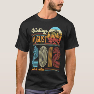 11 ÅRS Åldersdaglig Vintage augusti 2012 Flickor B T Shirt