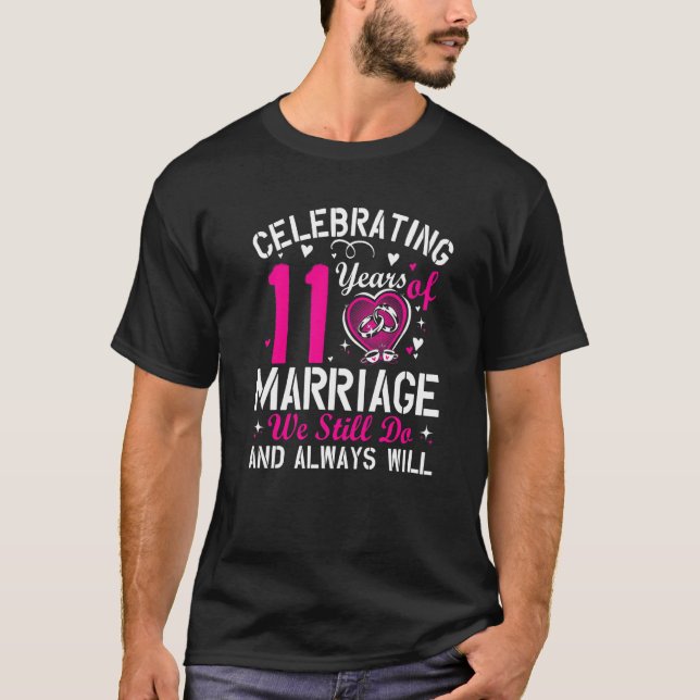 11-års bröllopsdag Matchande par män kvinnor T Shirt (Framsida)