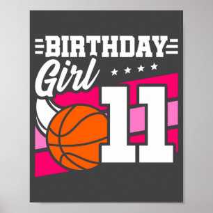11-års födelsedags basket födelsedag 11-årig flick poster