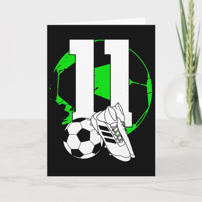 11-års födelsedags pojke fotbollsspelare fotll 11  kort (Framsida)