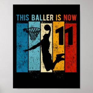 11 års gammal basket 11:e födelsedagspojken poster
