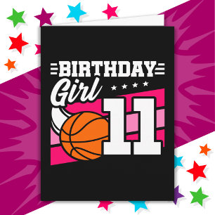 11 års gammal basket Party 11:e födelsedagsflicka Kort
