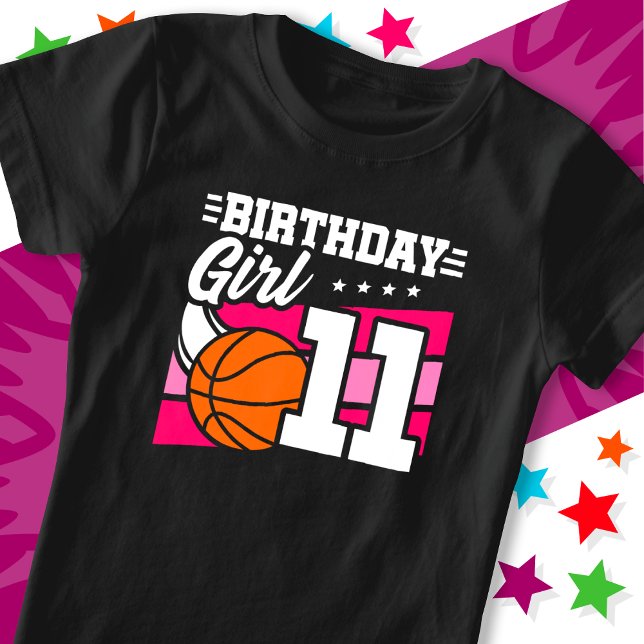 11 års gammal basket Party 11:e födelsedagsflicka T Shirt (Skapare uppladdad)