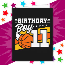 11 års gammal basket Party 11:e födelsedagspojke Kort