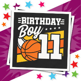 11 års gammal basket Party 11:e födelsedagspojke Pappersservett