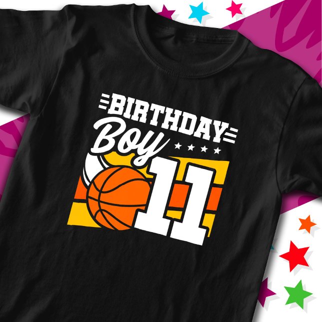 11 års gammal basket Party 11:e födelsedagspojke T Shirt (Skapare uppladdad)