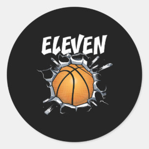 11 års gammal basketboll Födelsedagsfest 11:e po Runt Klistermärke