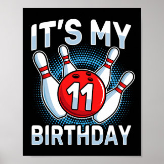 11 års gammal Bowling 11:e Födelsedagsfesten Boys  Poster