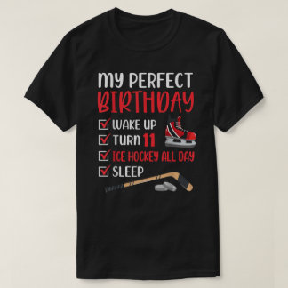 11 års gammal ishockey-Födelsedagsfest 11th Boy Bd T Shirt