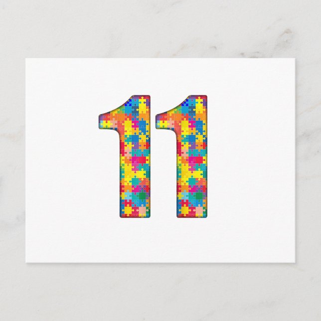 11-årsdag Autism Infoga För Pojke Flicka Vykort (Framsida)