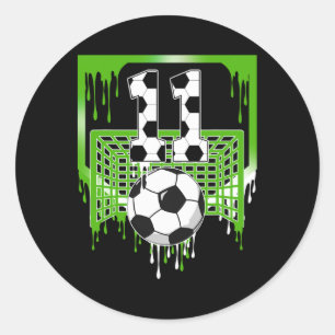 11-årsdag Fotboll Glass Drip 11 År Gammal Pa Runt Klistermärke