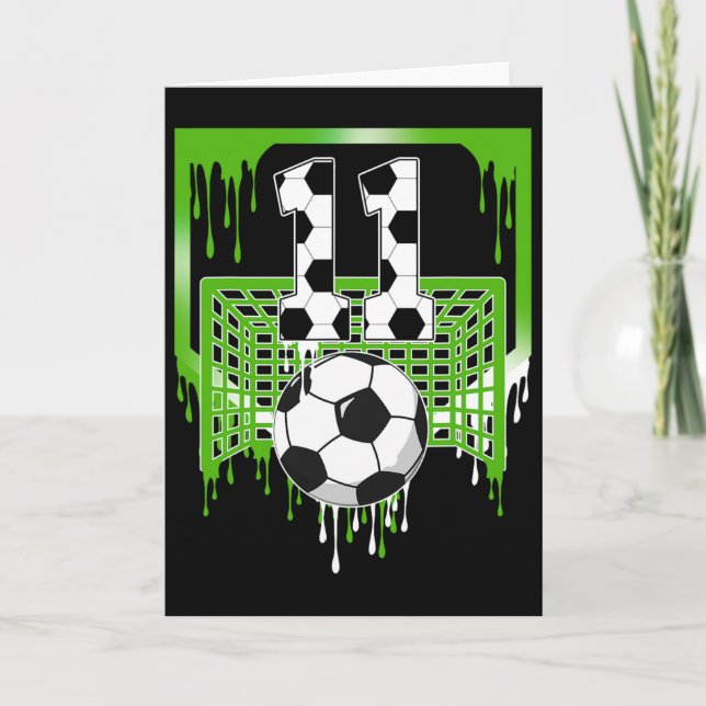11-årsdag Fotboll Glass Dropp 11 År Gammal Pa Kort (Framsida)