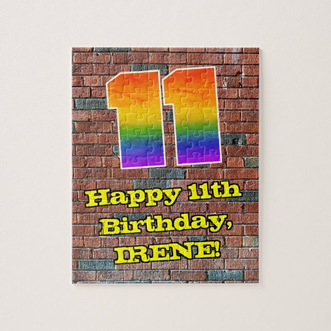 11-årsdag: Kul Graffiti-Inspirerad Regnbåge 11 Pussel (Vertikal)