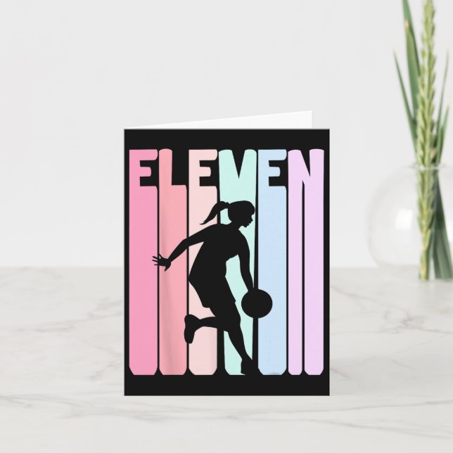 11-årsdag Retro Bysketbyll-spelare 11 år gammal Kort (Framsida)