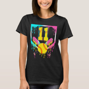 11-årsdag Softll Hemmaplatå Drip Glass 11 År T Shirt