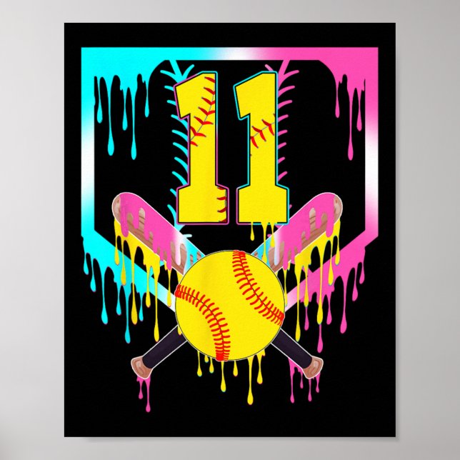 11-årsdag Softll Hemmaplatt Dropp Glass 11 År Poster (Framsidan)