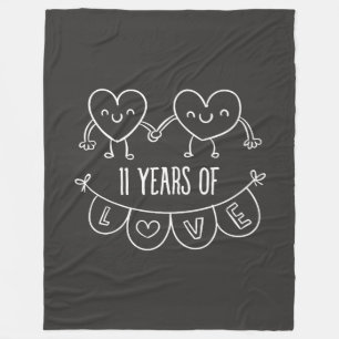 11-årsjubiléet Gift Chalk Hearts Fleecefilt