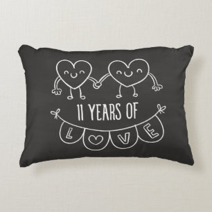 11-årsjubiléet Gift Chalk Hearts Prydnadskudde