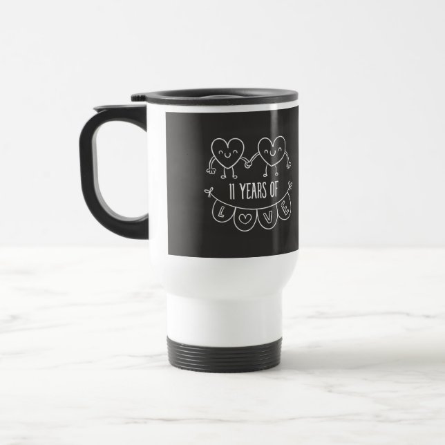 11-årsjubiléet Gift Chalk Hearts Resemugg (Vänster)