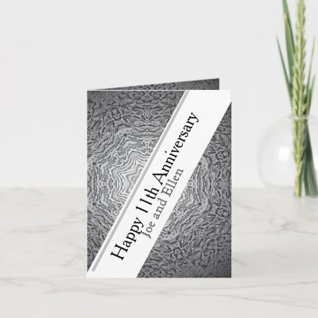 11-årsjubiléet Steel Editable Kort (Framsida)