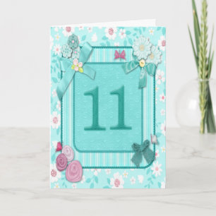 11-årskort med blommor kort