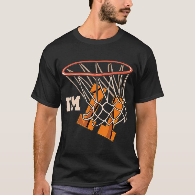 11 Basketball Theme Födelsedagsfest Firande T Shirt (Framsida)