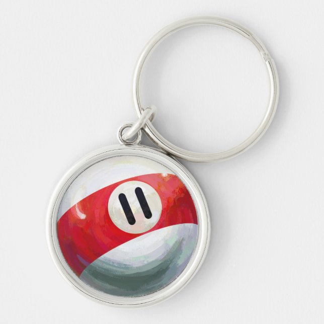 11 Boll Rund Silverfärgad Nyckelring (Framsidan)