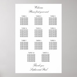 11 Bord Elegant Minimalistisk Placeringsplan Poster