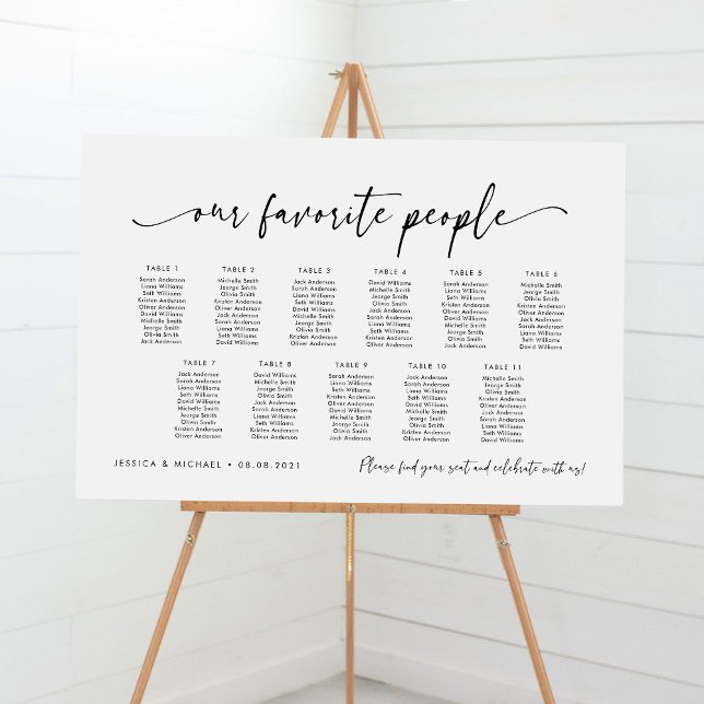 11 Bord Vår Favoritpersoner Platsplan för Sittplat Poster (Skapare uppladdad)