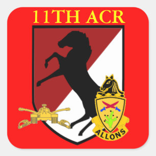 11:E ARMORED CAVALRY STICKERS FYRKANTIGT KLISTERMÄRKE