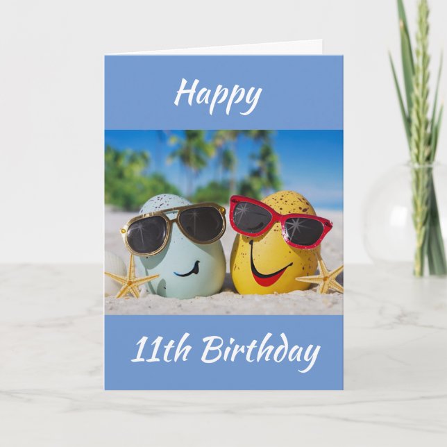 **11:e BIRTHDAY** ÖNSKEMÅL från BRA ÄGG! Kort (Framsida)
