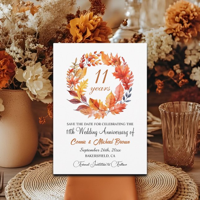 11:e Bröllop-årsdagen Elegant - Blommigt Spara Datumet (Skapare uppladdad)